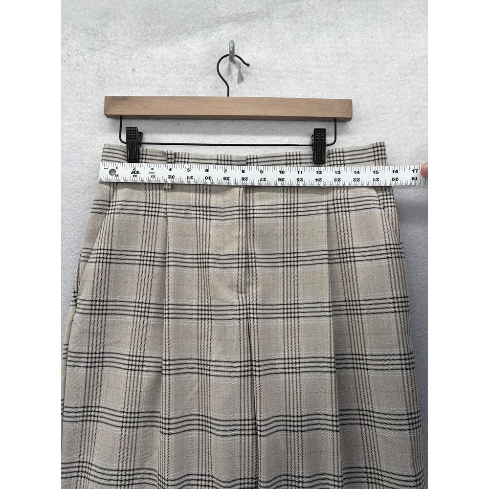 LOFT Dress Pants Womens 6 Beige Plaid Tapered Leg Elastic Waist Career Workwear - Picture 6 of 11